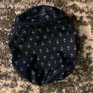 navy blue with gold anchors bag